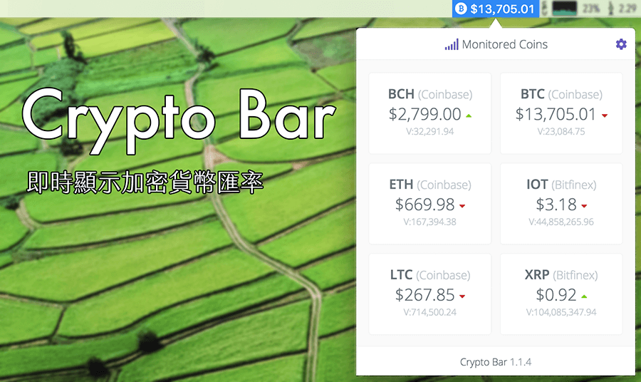 Crypto Bar：在 Mac 上即時追蹤比特幣、以太幣的最新價格！